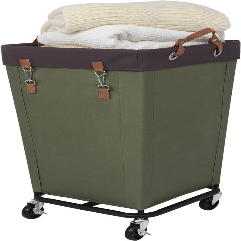 160L Large Hampers for Laundry Rolling Laundry Basket - 18"L x 18"W x 31"H - Green