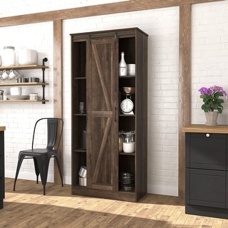 Hillsdale Powell Wood Kitchen Pantry with 1 Sliding Barn Door 71H x