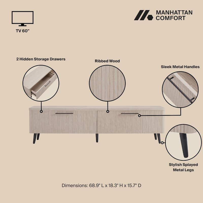 Manhattan Comfort Mid Century Modern Jodie 68.9 Inch TV Stand
