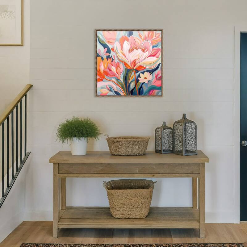 Floral Model Painting by Tradelink inhouse artist Framed Canvas Wall Art Print