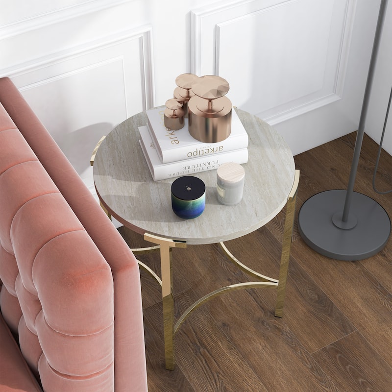 Brickelle Glam 24-inch Faux Marble End Table by Furniture of America