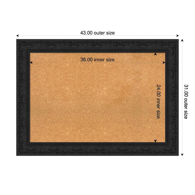 Luxe Black Framed Cork Board - Bulletin Board, Organization Board, Pin Board - Natural - 43 x 31 in