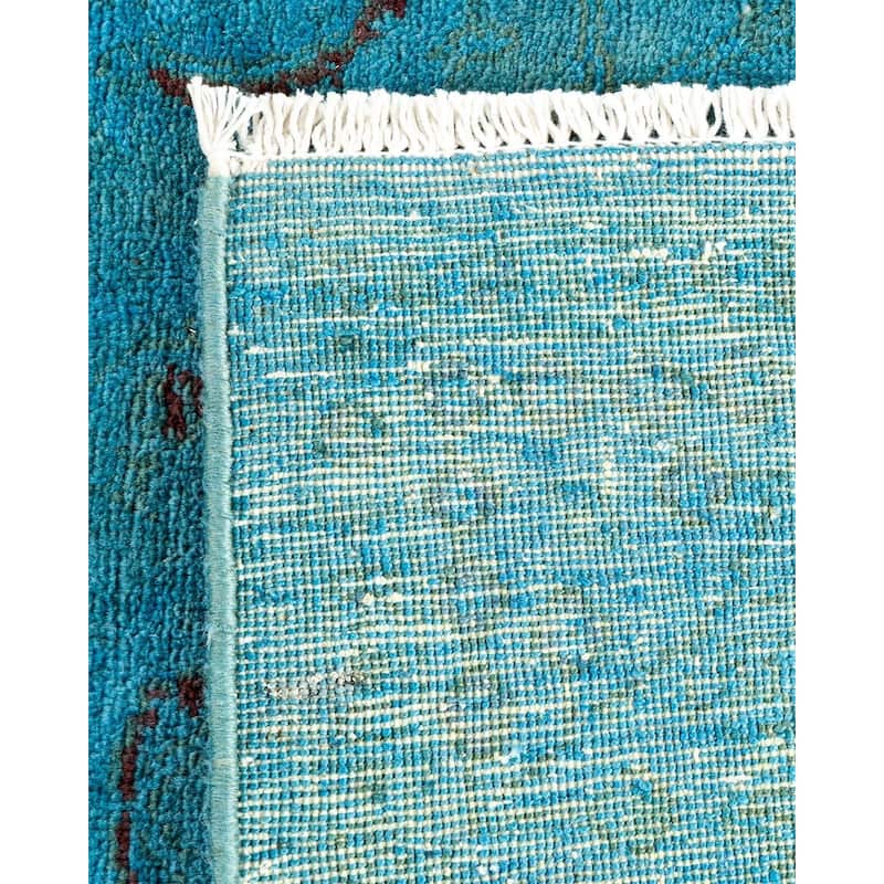 Overton Hand Knotted Wool Vintage Inspired Modern Contemporary Overdyed Blue Area Rug - 4' 1" x 6' 8"