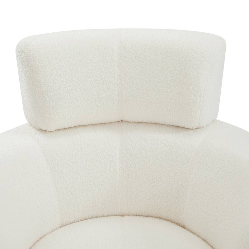 360° Swivel Chair, Upholstered Barrel Chair with Adjustable Headrest Modern Swivel Round Sofa Chair for Living Room
