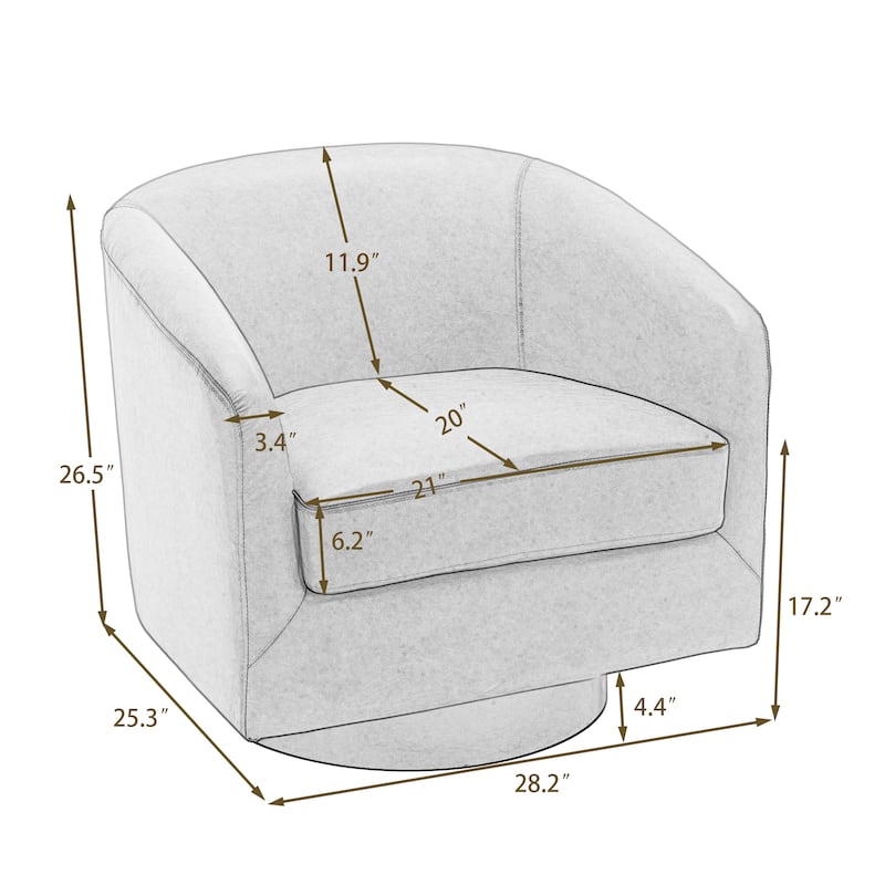 Modern Round Swivel Accent Chair Set of 2 Barrel Chair for Living Room