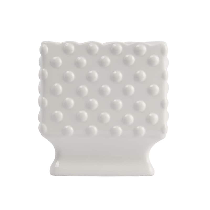 Ceramic Hobnail Planter with Scalloped Edge - 11.3"L x 5.8"W x 6.0"H