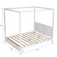 preview thumbnail 22 of 22, Modern Queen/Full Size Canopy Platform Bed with Headboard and Support Legs - Natural Finish, Sturdy Pine Wood Construction