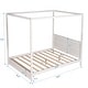 preview thumbnail 13 of 16, Wooden Queen Size Canopy Platform Kids Bed Frame with Slide Rail for Curtains, Support Legs, Modern Headboard Design, Natural