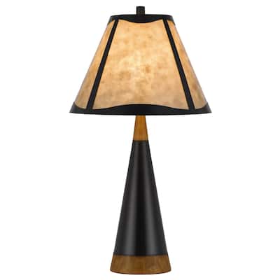 Clemente 29.5" Height Meta/Wood Table Lamp in Mica/Black/Wood Finish
