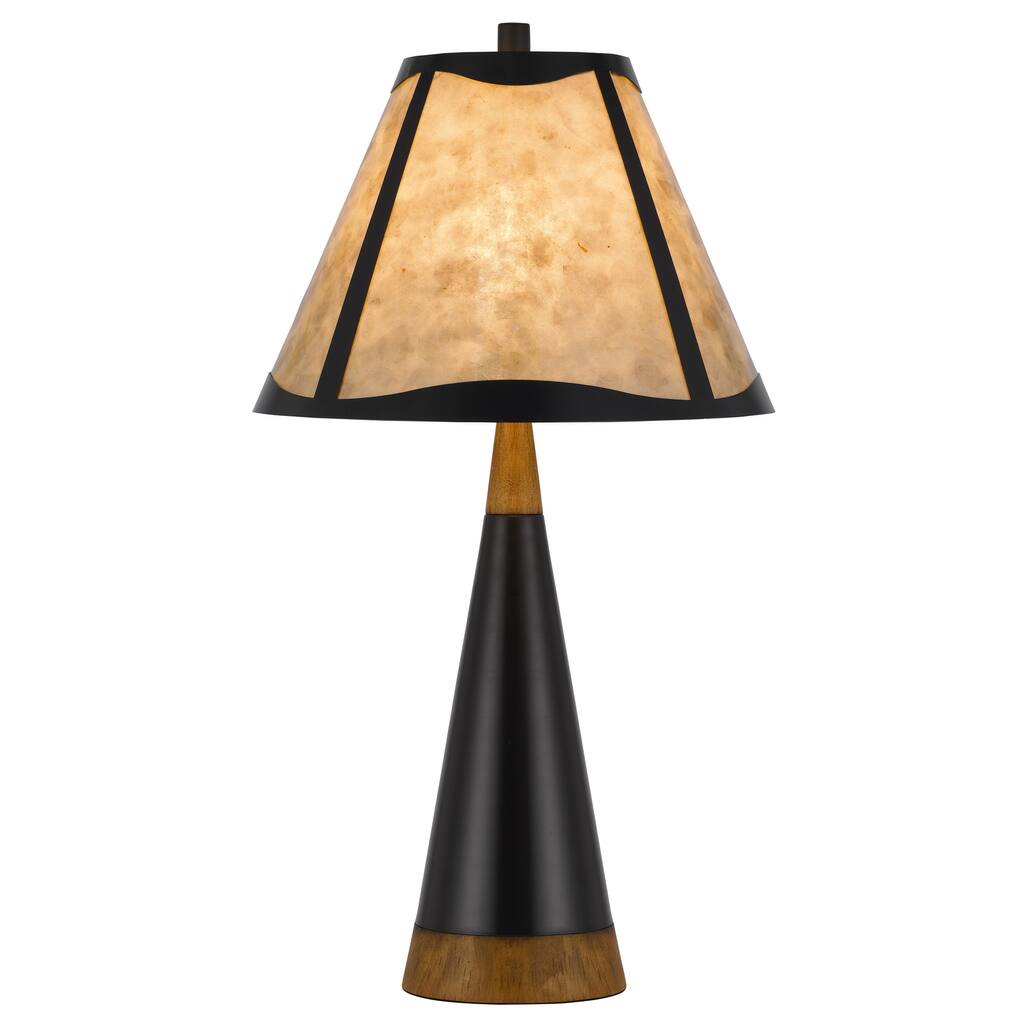 Clemente 29.5" Height Meta/Wood Table Lamp in Mica/Black/Wood Finish