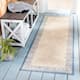 SAFAVIEH Courtyard Laurene Waterproof Patio Backyard Rug - 2'3" x 6'7" Runner - Natural/Blue