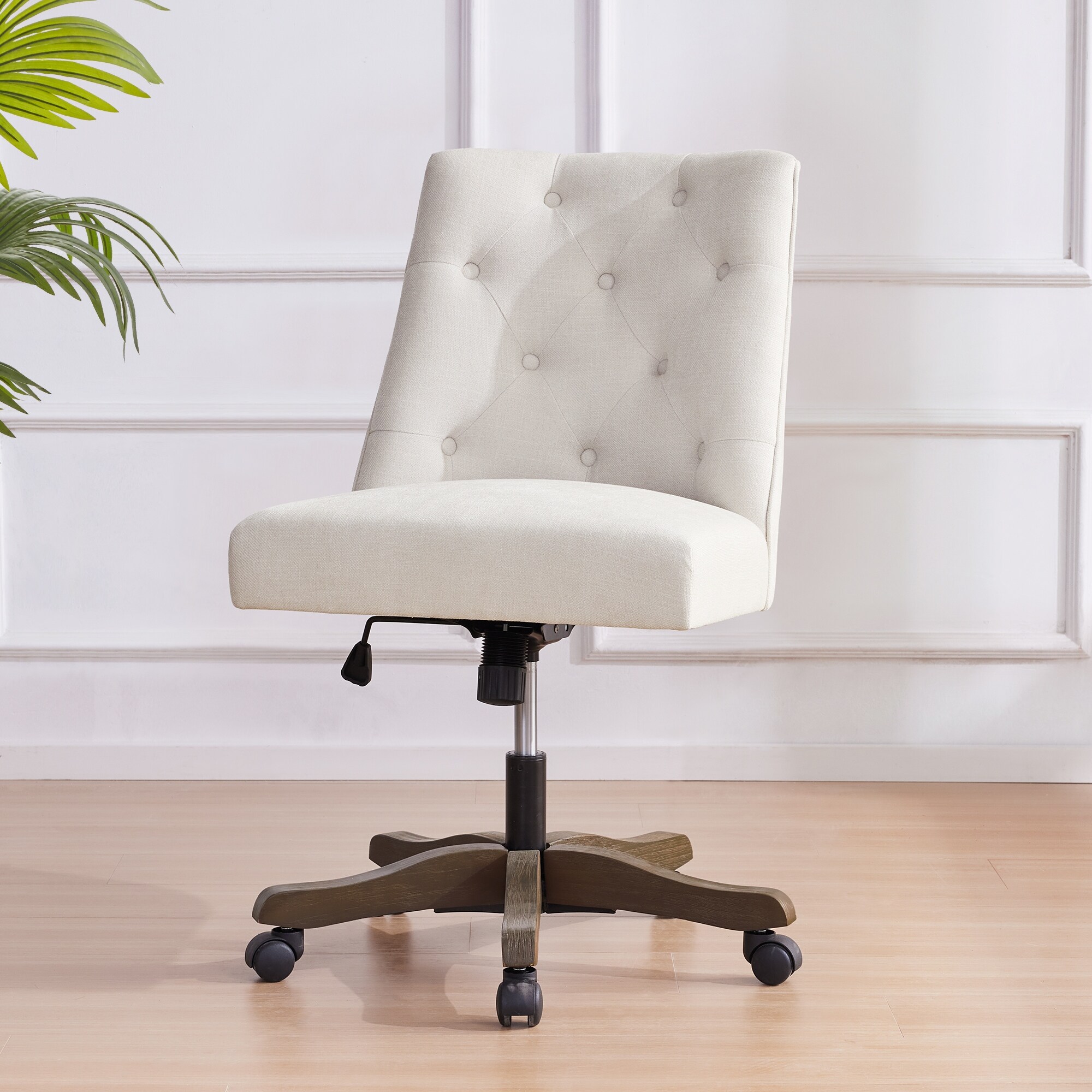 Beige linen 2025 office chair