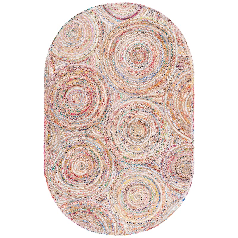 SAFAVIEH Handmade Cape Cod Eulogia Coastal Jute Rug - 6' x 9' Oval - Beige/Multi
