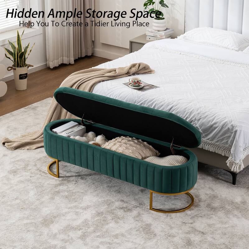 Velvet Storage Bench for Bedroom