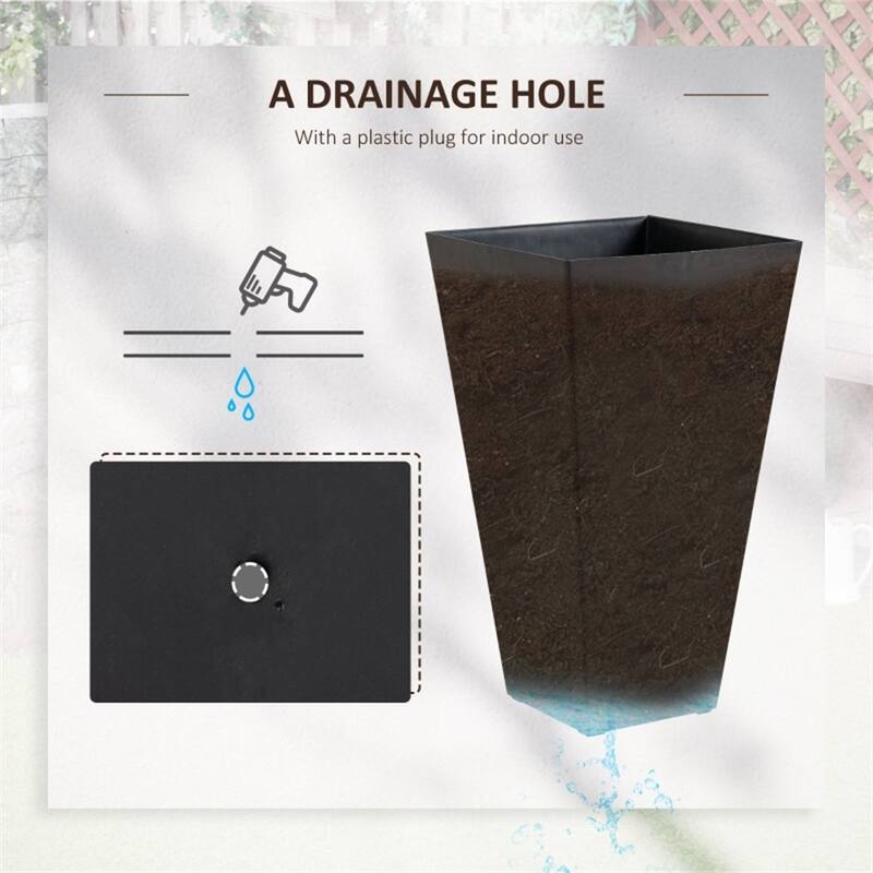 Square Garden Bed Planter for Herbs, Flowers, and Vegetables - 15.75" L x 15.75" W x 28" H