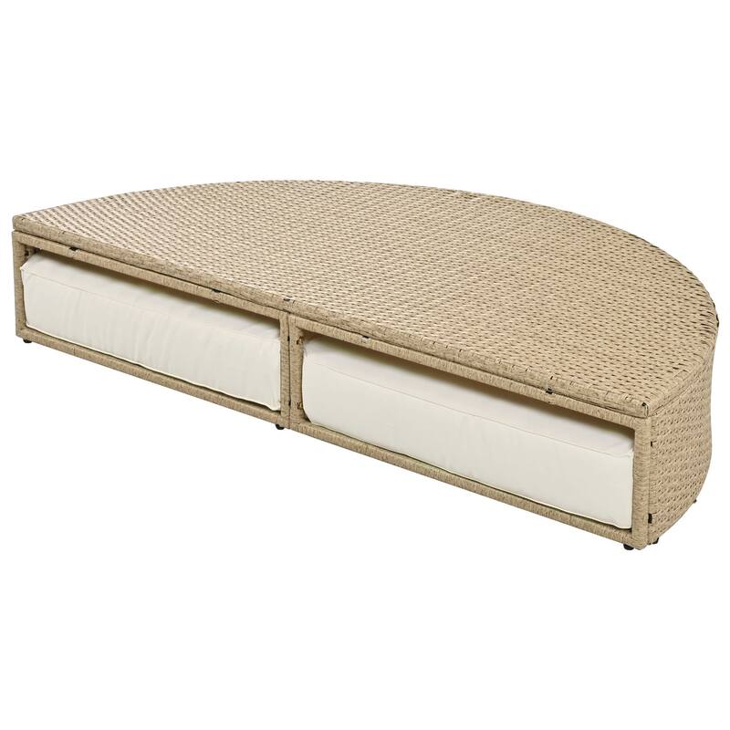 Outdoor Patio Daybed Wicker Rattan Double Daybed