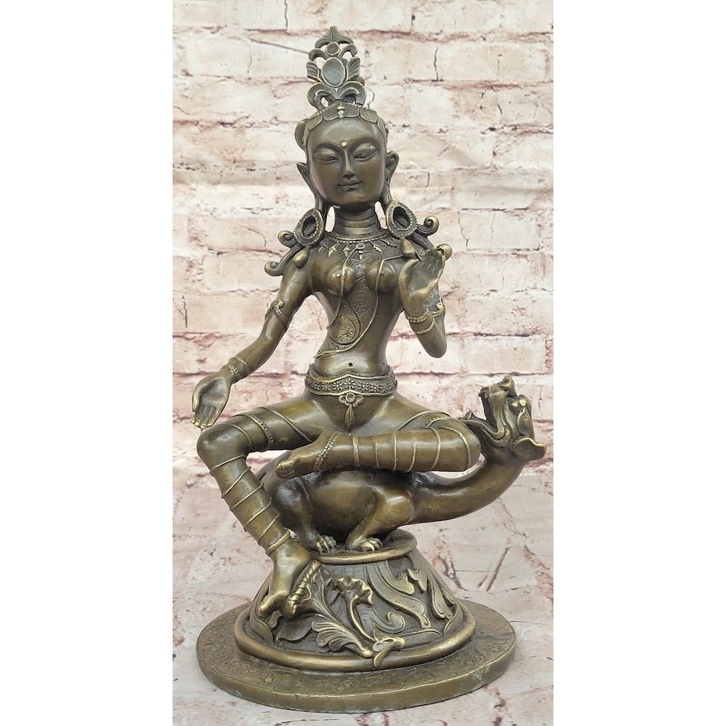 Bronze Statue Of Seated Goddess Tara In Traditional Tibetan Style - Intricate Buddhist Deity Sculpture