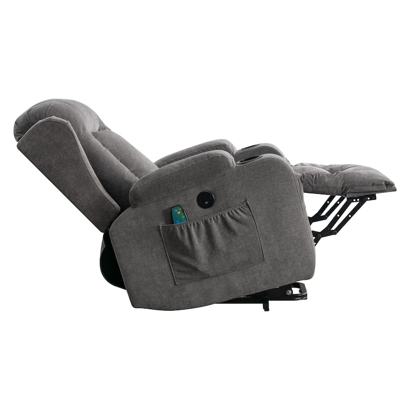 Power Lift Recliner Chair with Vibration Massage, Heating, USB Port, and Side Storage Pockets