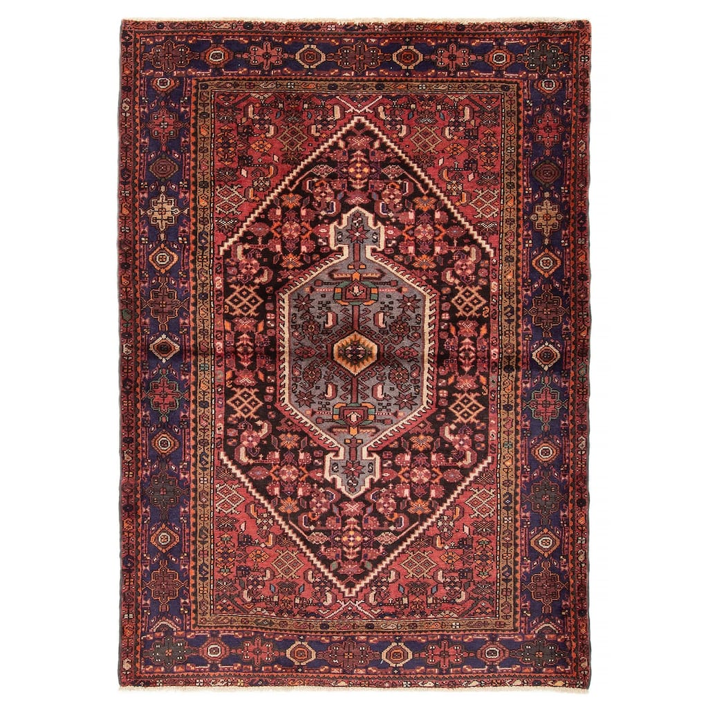 ECARPETGALLERY Hand-knotted Andelz Red Wool Rug - 4' 8" x 6' 7"
