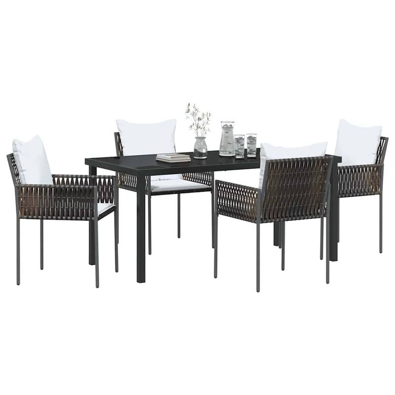 vidaXL Garden Dining Set Brown and Black PE Rattan