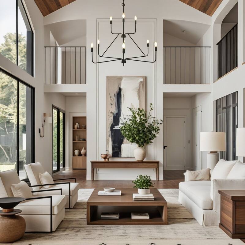 Oriea Modern Farmhouse Black 9-Light Chandelier 2-Tier Candle Light - Dia. 41.3" x H 37.4"