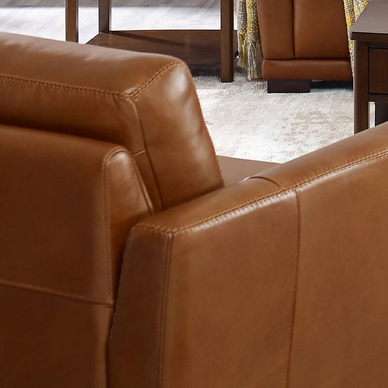 Hydeline Mary Top Grain Leather Loveseat with Memory Foam and Springs