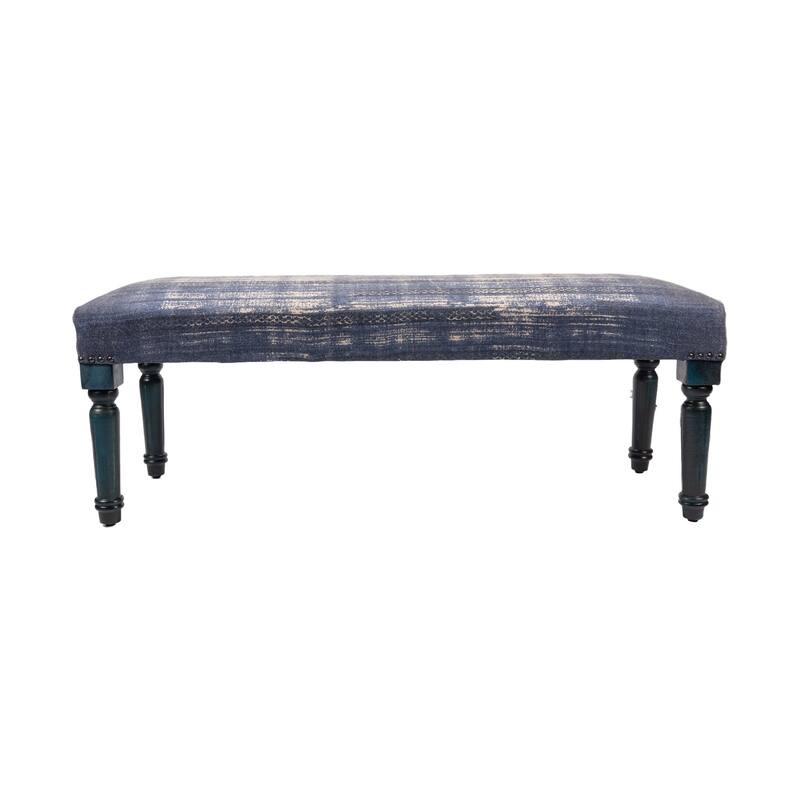 47" Antique Blue Distressed Rectangular Bench