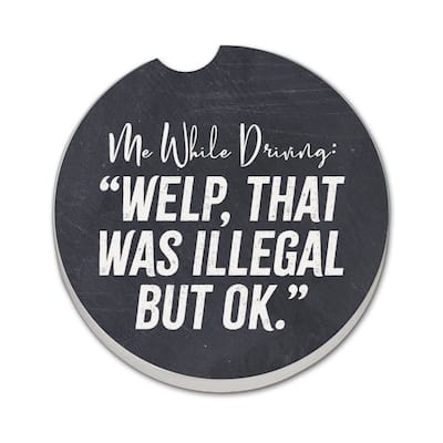 Illegal 2 Pack Absorbent Stone Coaster for Vehicle Cup Holder 2.6” Diameter Manufactured in The USA