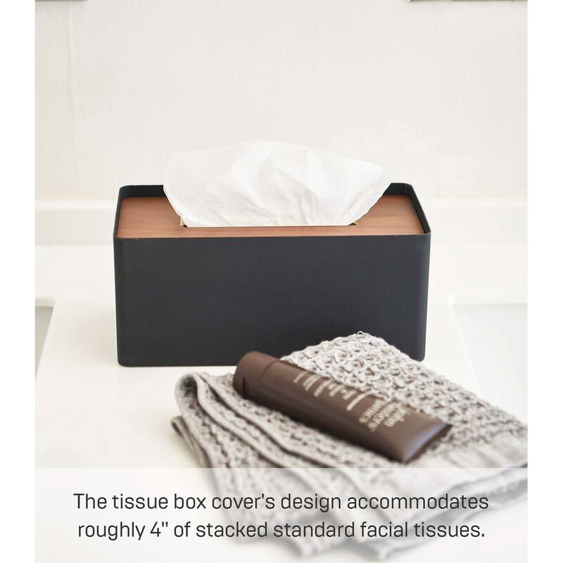 Yamazaki Home Tissue Box Cover - Rectangle, Steel, Lid - L 5.12 x W 10.24 x H 4.53 inches