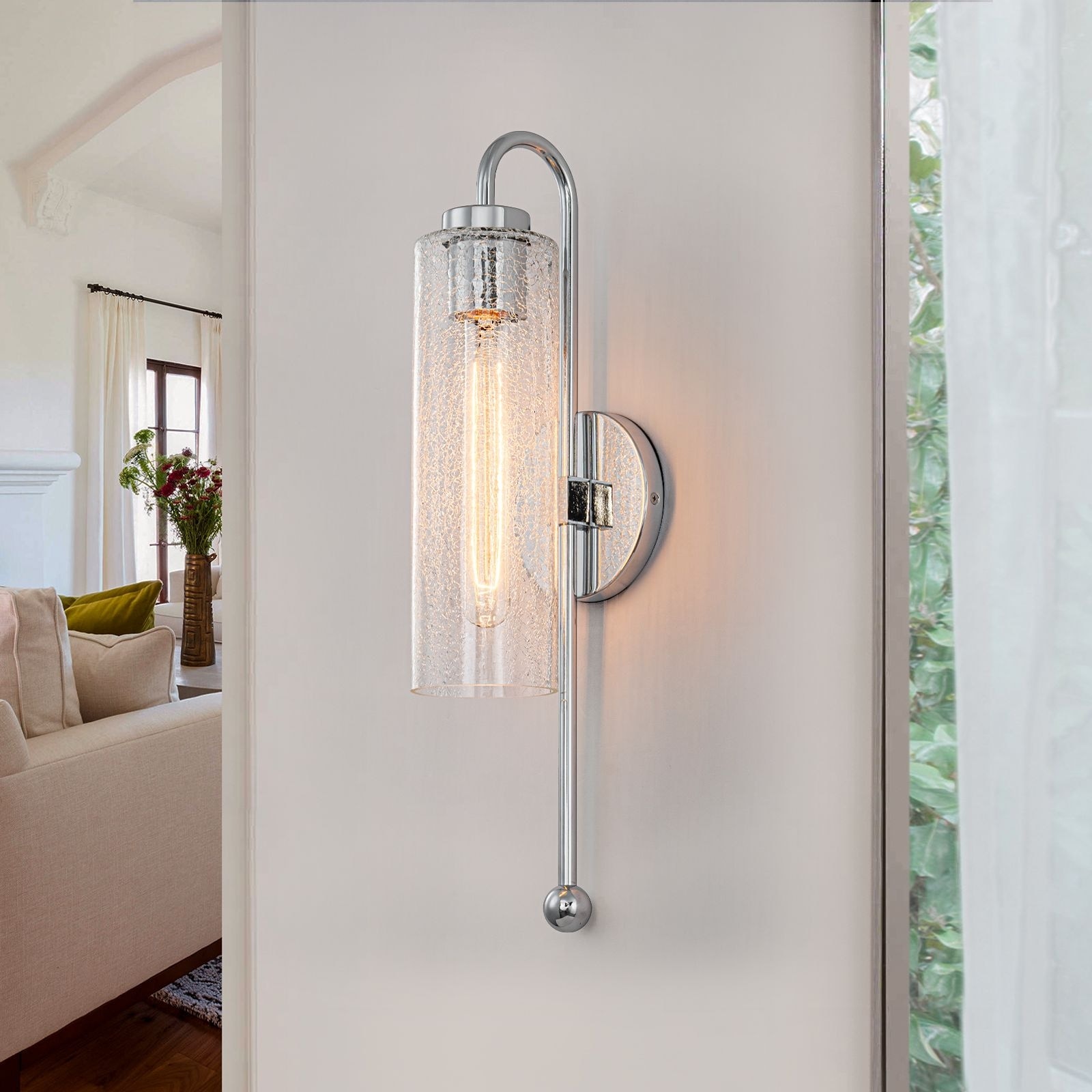 19.53" Single Wall Sconce with Glass Cylinder Shade - W3.54"