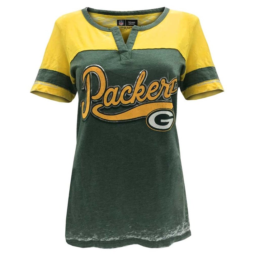 Shop New Era Women S Nfl Green Bay Packers Silver Outline Football Tee T Shirt V Neck Overstock 29171620 Xs