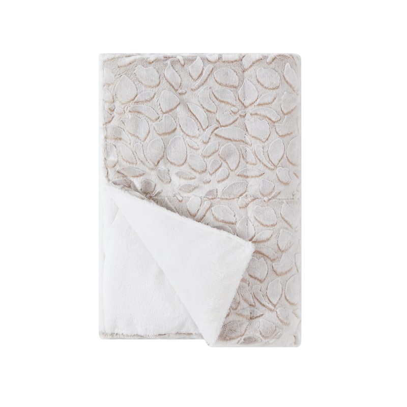 Christian Siriano NY® Carved Faux Fur Ivory 50x60 Throw in Gift Box On Sale Bed Bath