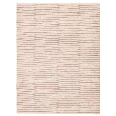 ECARPETGALLERY Hand-knotted Tangier Cream Wool Rug - 5'11 x 7'11