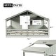 preview thumbnail 17 of 22, Full Size House Bed for Kids, Wood Playhouse Bed Frame with Roof, Window and Guardrail for Girls & Boys, No Box Spring Needed