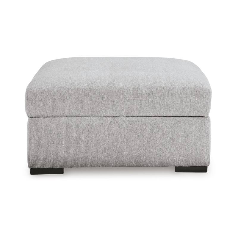Gaby Low Profile Ottoman with Storage, Locking Wheels, Gray 37 Inch