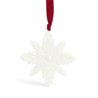 Wedgwood Festive Snowflake Ornament, White China