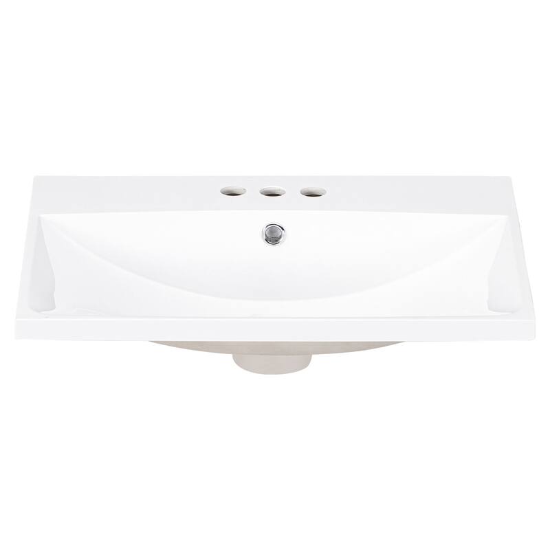24" Bathroom Vanity Top Only,White Basin,3-Faucet Holes,4" Faucet Available