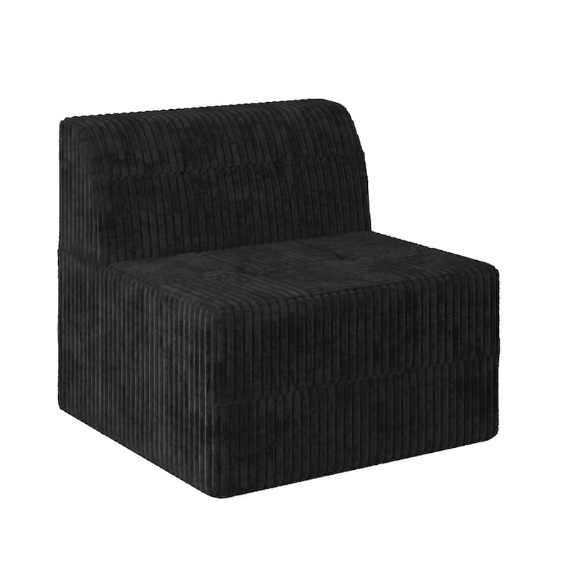 130.32" 7-Seat Modular L-Shaped Sectional Sofa with Sleeper Function, Corduroy Upholstery and No Assembly Required
