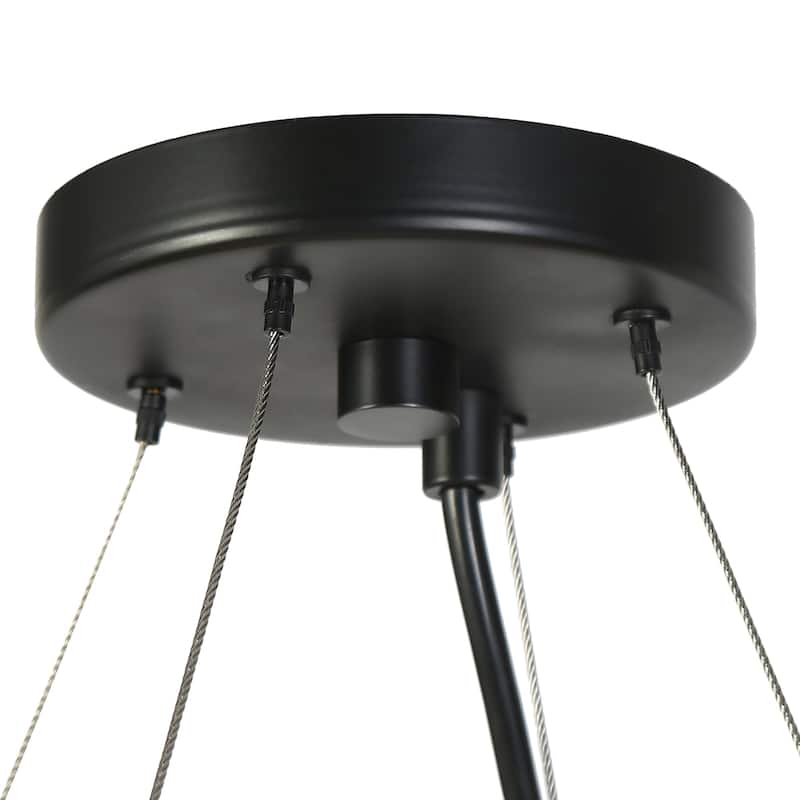 Oriea Farmhouse Black 15-Light Wheel Chandelier 39.4 IN. Modern Industrial 2-Tier Classic Candle Lights - D 39.4" x H 10.2"