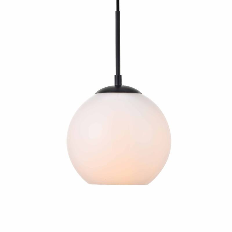 Elegant Lighting Baxter Single Light 8" Wide Mini Pendant with Frosted - Black / Frosted White