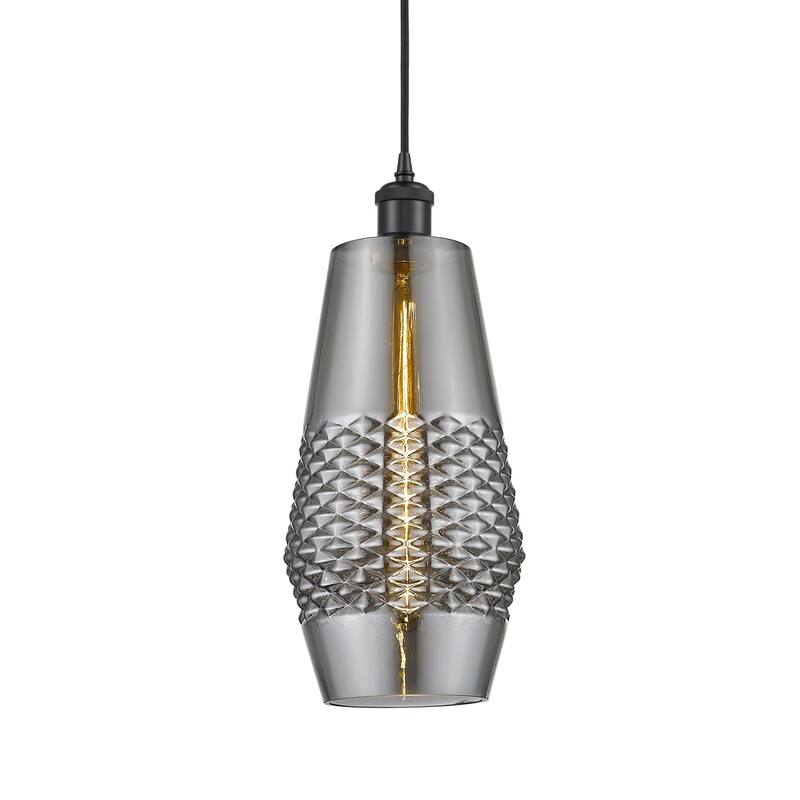 Innovations Lighting 516-1P-17-7 Windham Pendant Windham 7" Wide Mini - Matte Black / Smoked