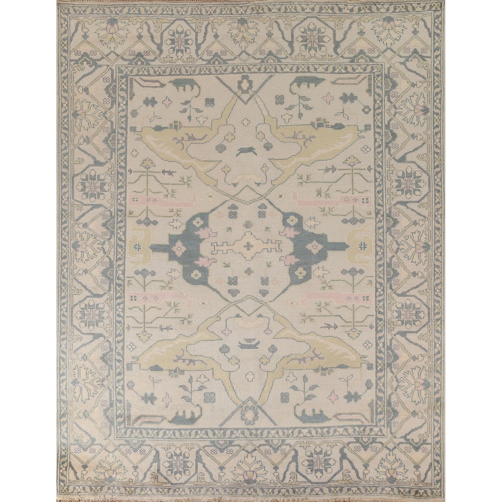 Oushak Oriental Area Rug Hand-Knotted Wool Carpet - 8'2" x 9'10"