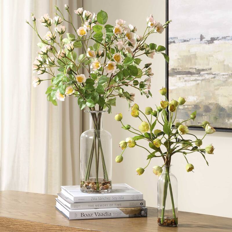 Uttermost 60251 Tranquility Lenten 18" Wide Hellebore Artificial Plant - Blush Pink / Light Yellow / Clear