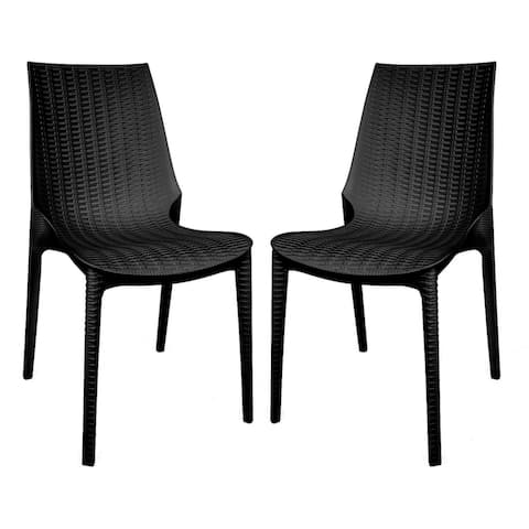 LeisureMod Kent Modern Stackable Outdoor Dining Chair Set Of 2