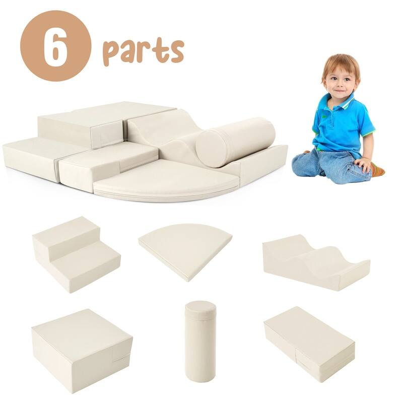 Soft Climb and Crawl Foam Playset 6 in 1, Kids Crawling and Climbing