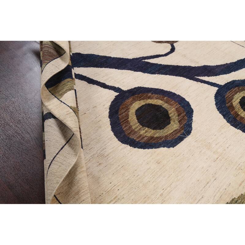 Contemporary Oriental Abstract Living Room Area Rug Wool Hand-knotted - 8'6" x 11'7"