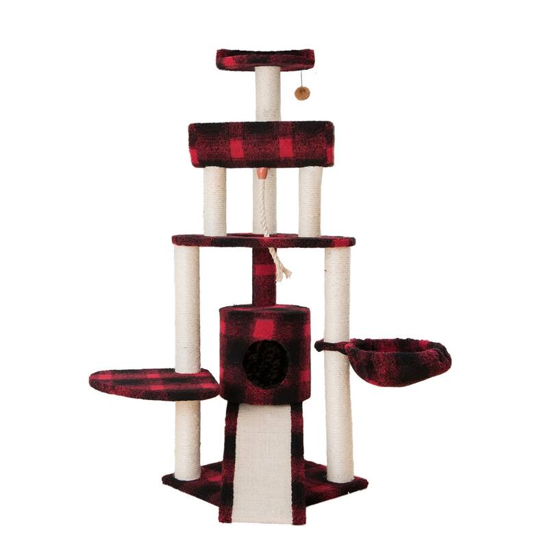 Classic Real Wood Cat Tree With Multiple Features