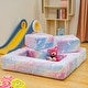preview thumbnail 2 of 30, Grondin Kids Modular Loveseat with Ottoman, Convertible Sofa Bed with Sherpa Upholstered and Density Sponge Padding