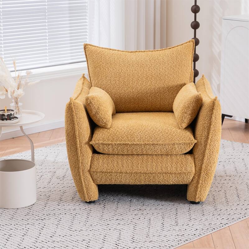 Sharp-Angle Single Sofa Chair with Side Pockets, Multifunctional Lounge Reading Chair, Ergonomic Upholstered Armchair