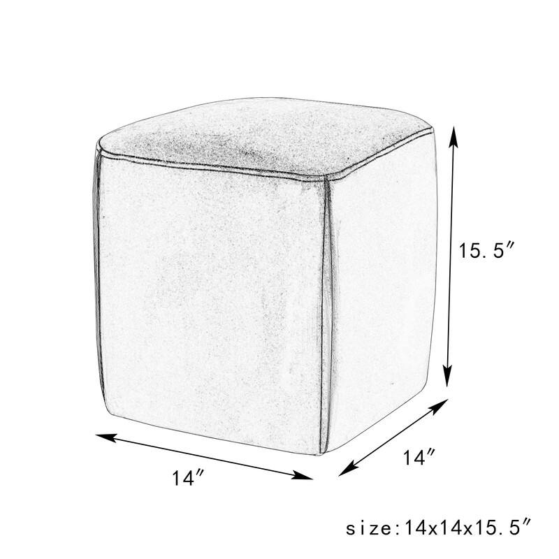 Adeco 14" Small Ottoman Footrest Stool- Velvet Seating Stool Ottoman
